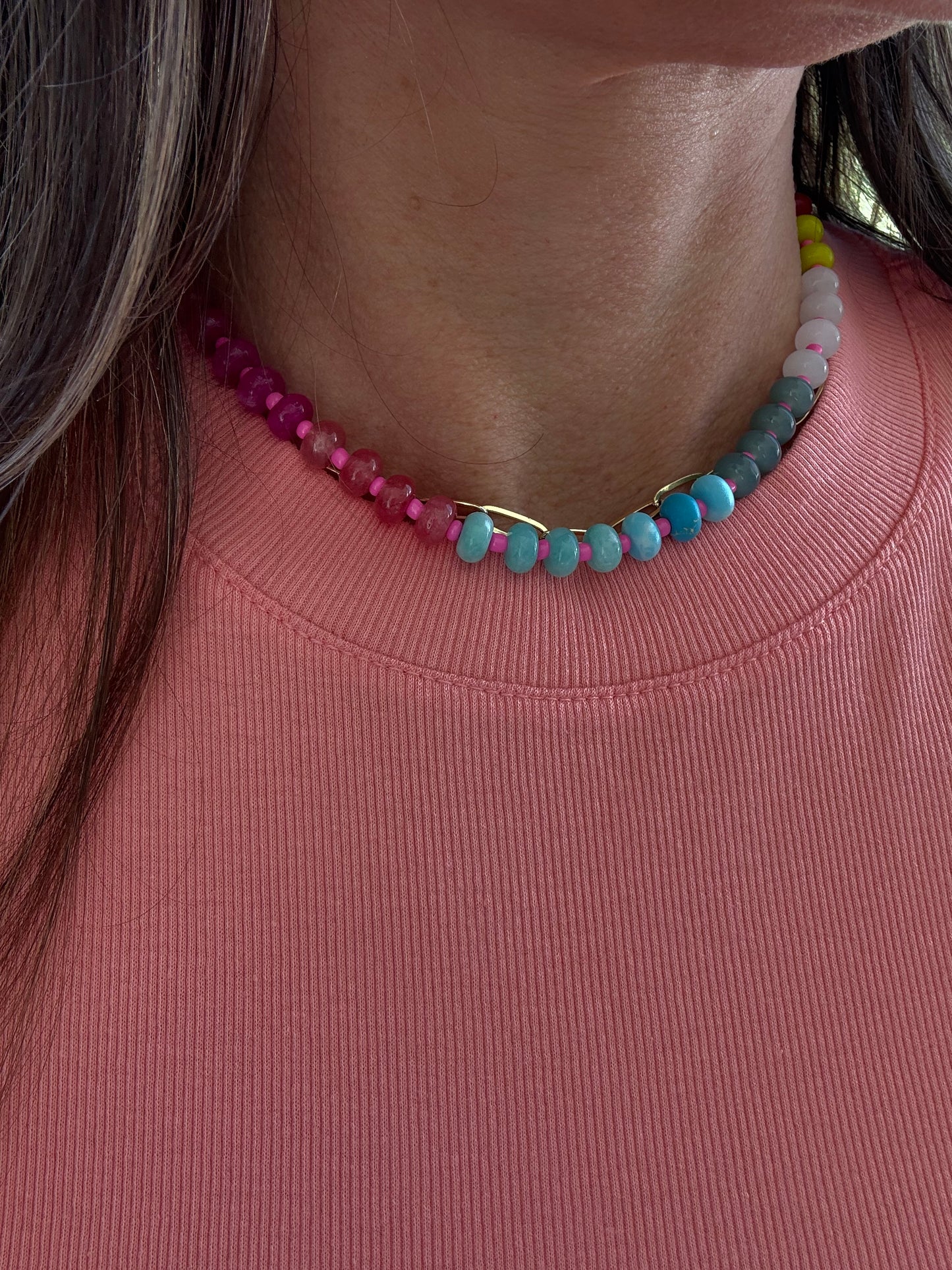 Multi Color Rondelle Necklace