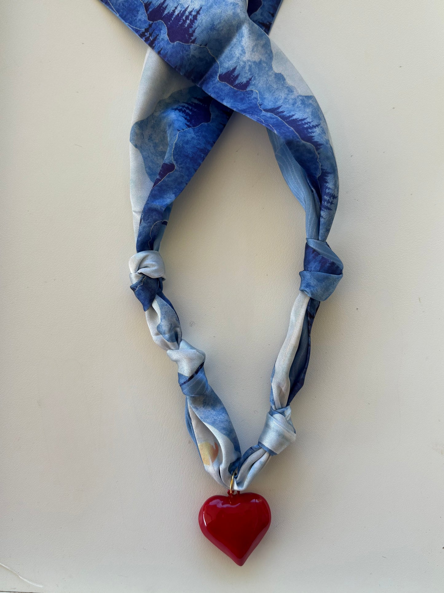 Blue and White Silk Necklace