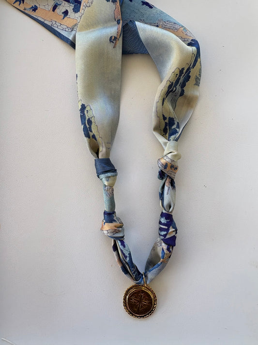 Scarf with gold coin