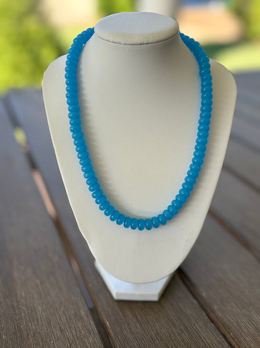 Bright Blue Beaded Necklace