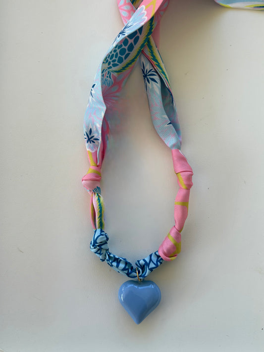 Pink scarf with Blue Heart