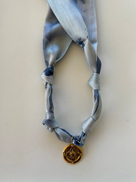 Scarf necklace with coin
