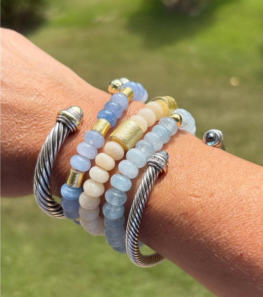 Blue and Gold Beaded Bracelet